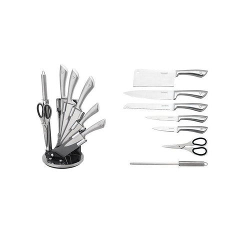 Juego de Cuchillos con Soporte Plateado 8 Piezas