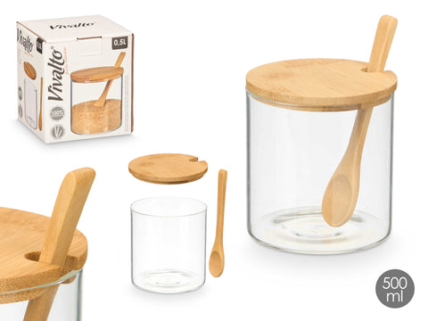 Azucarero de Borosilicato Tapa Bambú 500ml