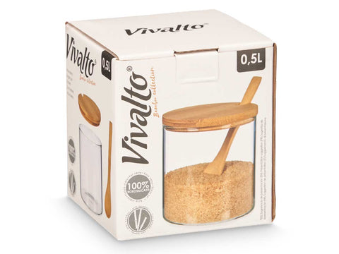 Azucarero de Borosilicato Tapa Bambú 500ml