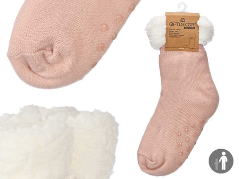 Calcetines Sherpa Adulto Rosa Claro