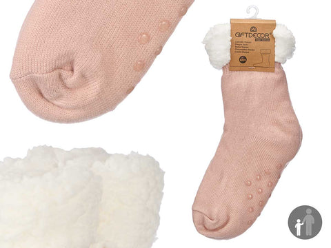 Calcetines Sherpa Infantil Rosa Claro