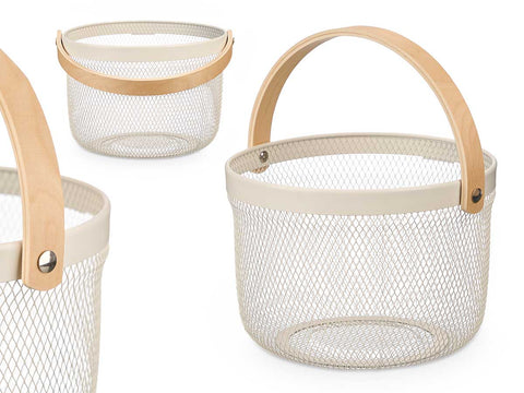 Cesta Redonda con Asa Crema