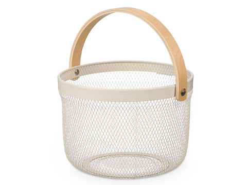 Cesta Redonda con Asa Crema