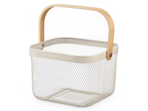 Cesta Cuadrada con Asa Crema