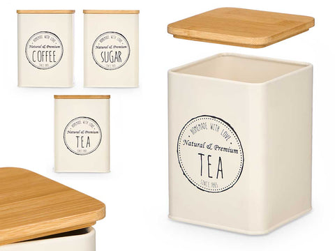 Tarro Tapa Bambú colección Crema 3 modelos
