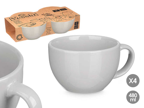 Set 4 Tazones Gris 480ml