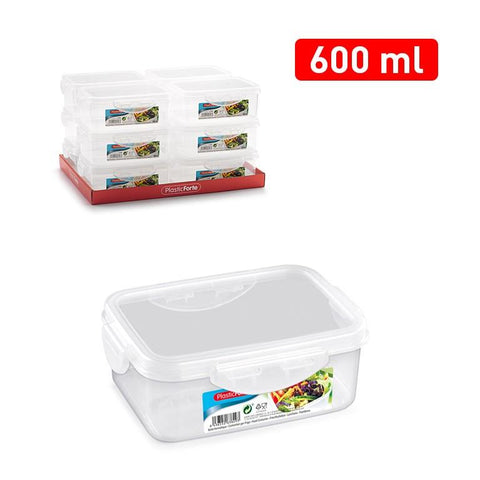 Fiambrera Hermética 600ml Rectangular Click Plasticforte
