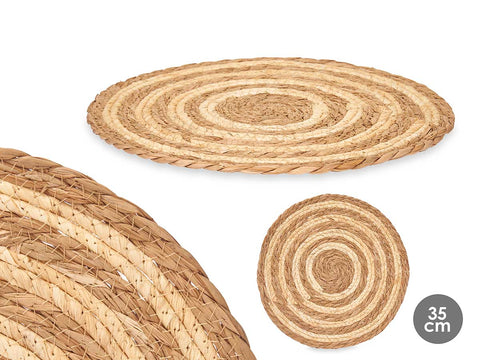 Salvamantel Esparto Centro Tela Blanco 35cm