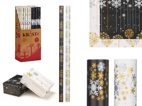 Expositor 50 Rollos Papel de Regalo 70x200 Navideño surtido 2 colores