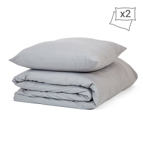 Funda Nórdica cama 150cm 240x220cm + 2 Funda Cojín 55x55cm Soft Gris