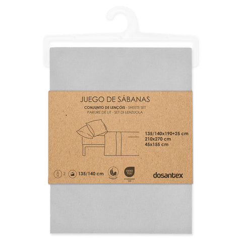 Juego de Cama 135cm Microfibra Gris Perla Dosantex