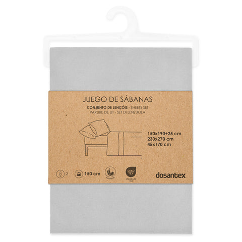 Juego de Cama 150cm Microfibra Gris Perla Dosantex