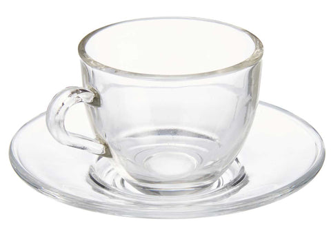 Lot de 6 tasses à café en verre de 85 ml avec soucoupe