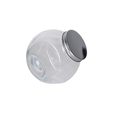 Bote de Vidrio Inclinado 650ml Tapa Acero Inoxidable