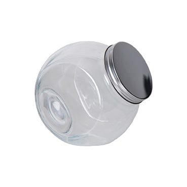 Bote de Vidrio Inclinado 1500ml Tapa Acero Inoxidable