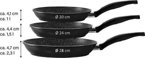 Juego 3 Sartenes Negras 20-24-28cm Royalty Line