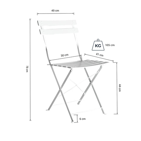 Silla Plegable Sasha 49x41x78cm Blanca