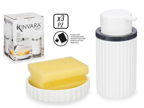 Set Cocina Dosificador con Estropajo Blanco