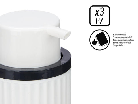 Set Cocina Dosificador con Estropajo Blanco