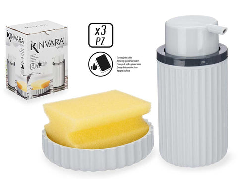 Set Cocina Dosificador con Estropajo Gris