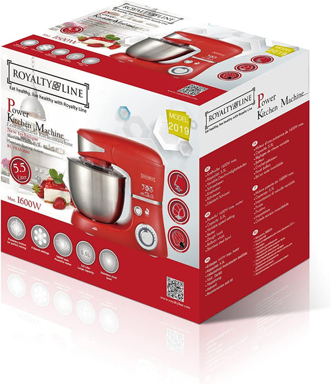 Robot Amasadora Rojo Multifunción 6 litros 1600w Royalty Line