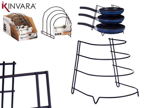 Soporte Negro Metal 3 Sartenes
