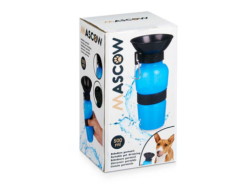 Bebedero Portátil Mascota 500ml Negro Azul Mixto