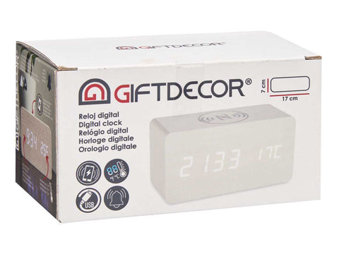 Rellotge Negre amb Alarma - Carregador Movil - Temperatura