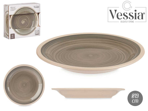Pack 6 Platos Postre Gres Gris Borde