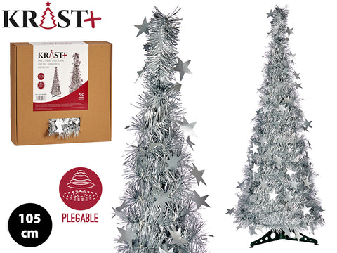 Árbol de Navidad 105cm Espumillón Plata Mate