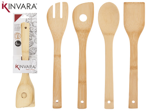 Set 4 Piezas Bambú Utensilios Cocina