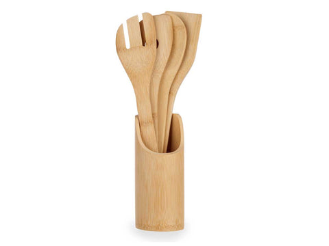 Soporte 5 Piezas Utensilios Bambú