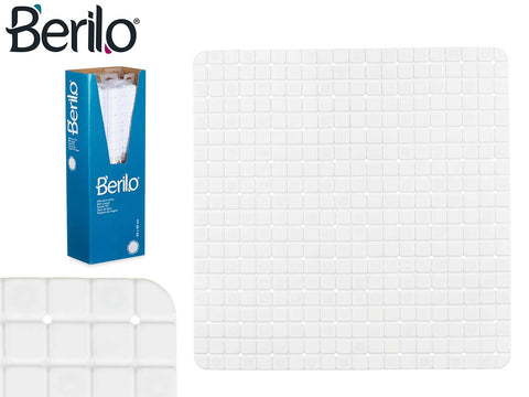 Alfombra Baño Antideslizante Cuadros Blanca Pequeña