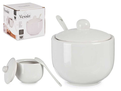 Azucarero Blanco con Cuchara