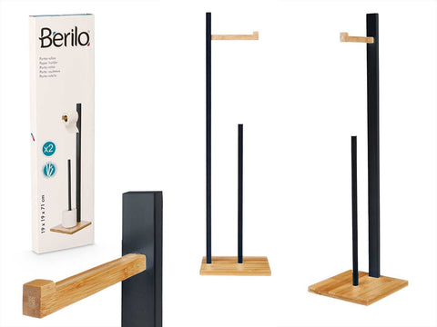 Porte-papier toilette en bambou noir 19 x 19 x 71 cm Beryl