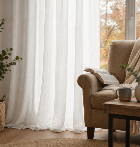 Cortina Linen 140x260cm Blanca 160GSM Home'Secret