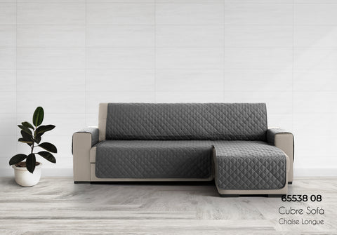 Cubre Sofá Chaise Longue Gris + Bolsillos 4 Metros