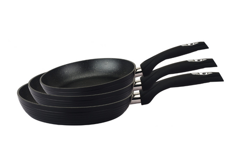 Juego 3 Sartenes Negras 20-24-28cm Royalty Line Aluminio Forjado