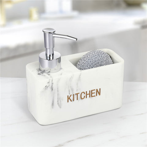Dispensador de Cocina Kitchen Blanco + Estropajero Poliresina