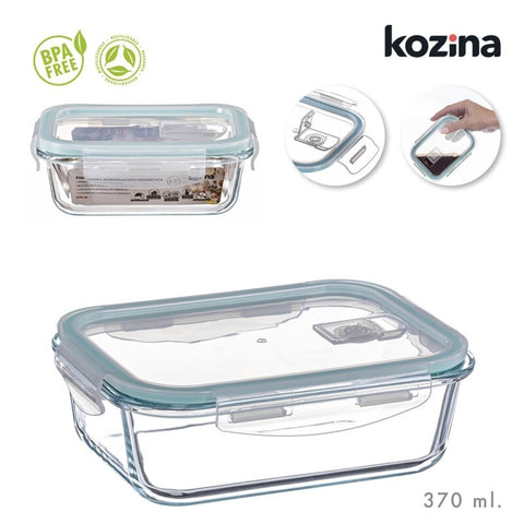 Fiambrera Borosilicato 370ml para Microondas Hermética Rectangular 