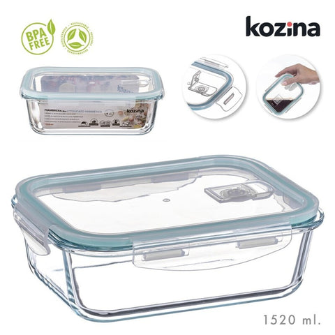 Fiambrera Borosilicato 1520ml para Microondas Hermética Rectangular