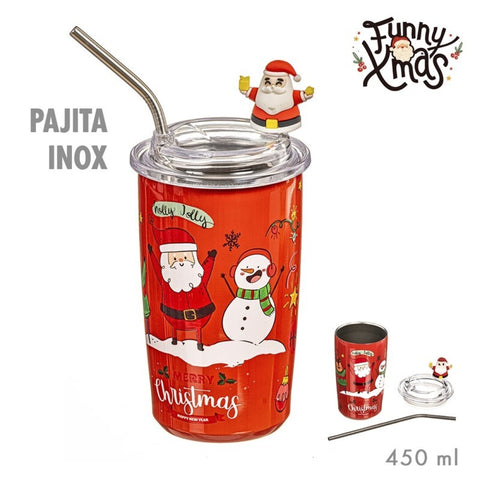 Botella Térmica de Navidad Roja 450ml