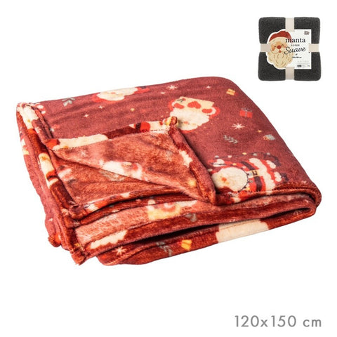 Manta Polar Navidad 120x150cm Santa Rojo