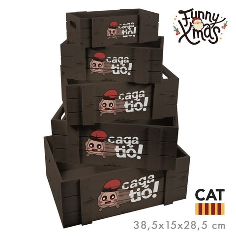 Set 5 Caixes Fusta Caga Tió! Català