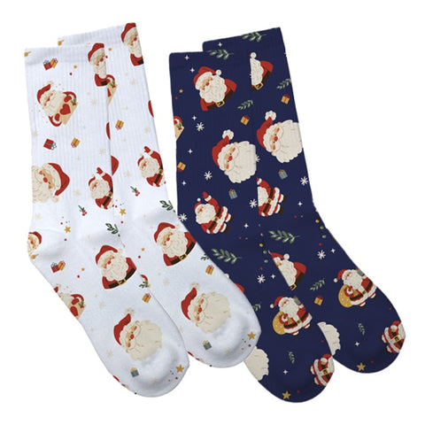 Calcetines Adulto Talla Única Papa Noel Blanco/Azul Oscuro
