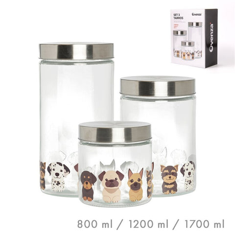 Set 3 Tarros Perros 1.7L 1.2L 0.8L