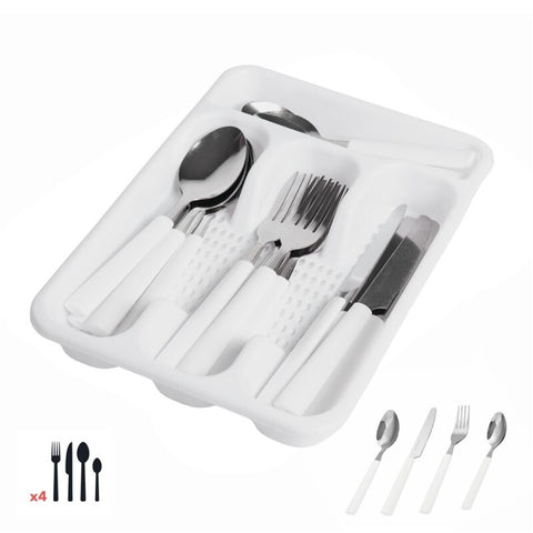 Set 16 Cubiertos Acero Inoxidable Blanco