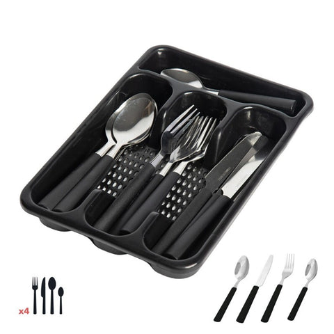 Set 16 Cubiertos Acero Inoxidable Negro