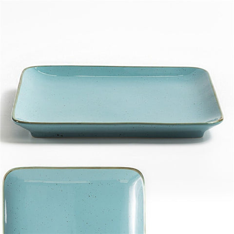 Plato Llano de Porcelana Makoto 25cm Celeste Cuadrado