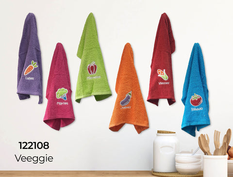 Lot de 6 torchons en coton 50x50cm Broderie végétale hebdomadaire